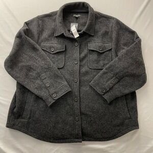 J.Crew Womens Boiled Wool Blend Shirt Jacket Charcoal Grey Shacket 2X NEW